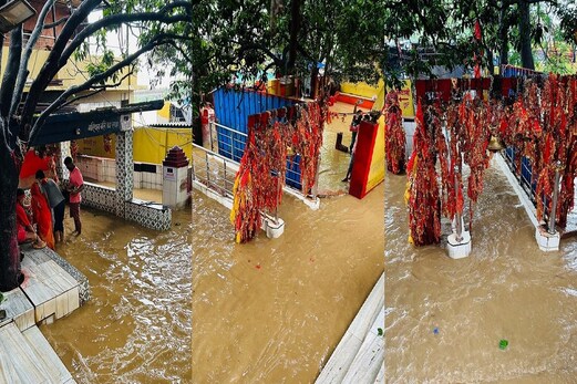 दामोदर और भैरवी नदी का कहर: रजरप्पा मंदिर परिसर में बाढ़ जैसे हालात, बलि और मुंडन स्थल पानी में डूबे